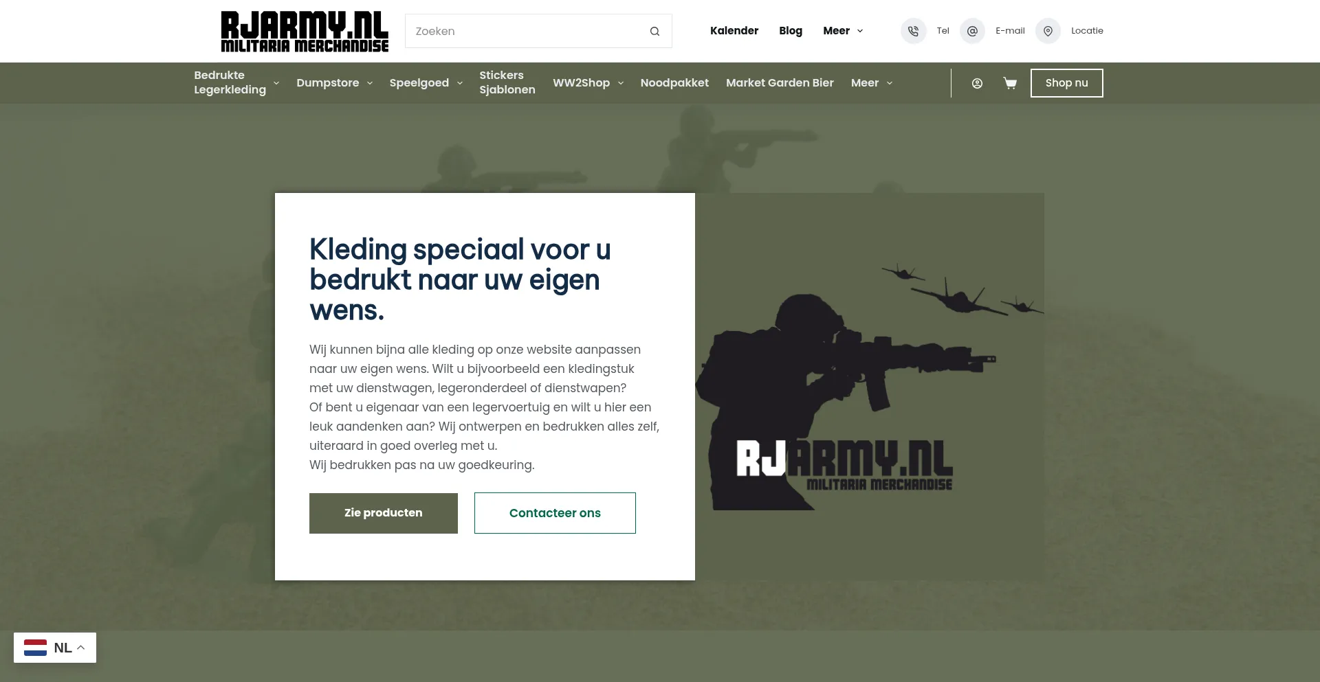 Website screenshot of Rjarmy.nl