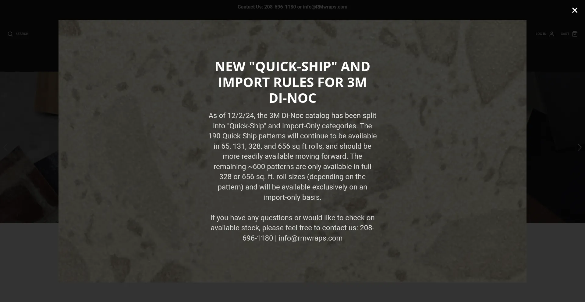 Website screenshot of Rmwrapsstore.com