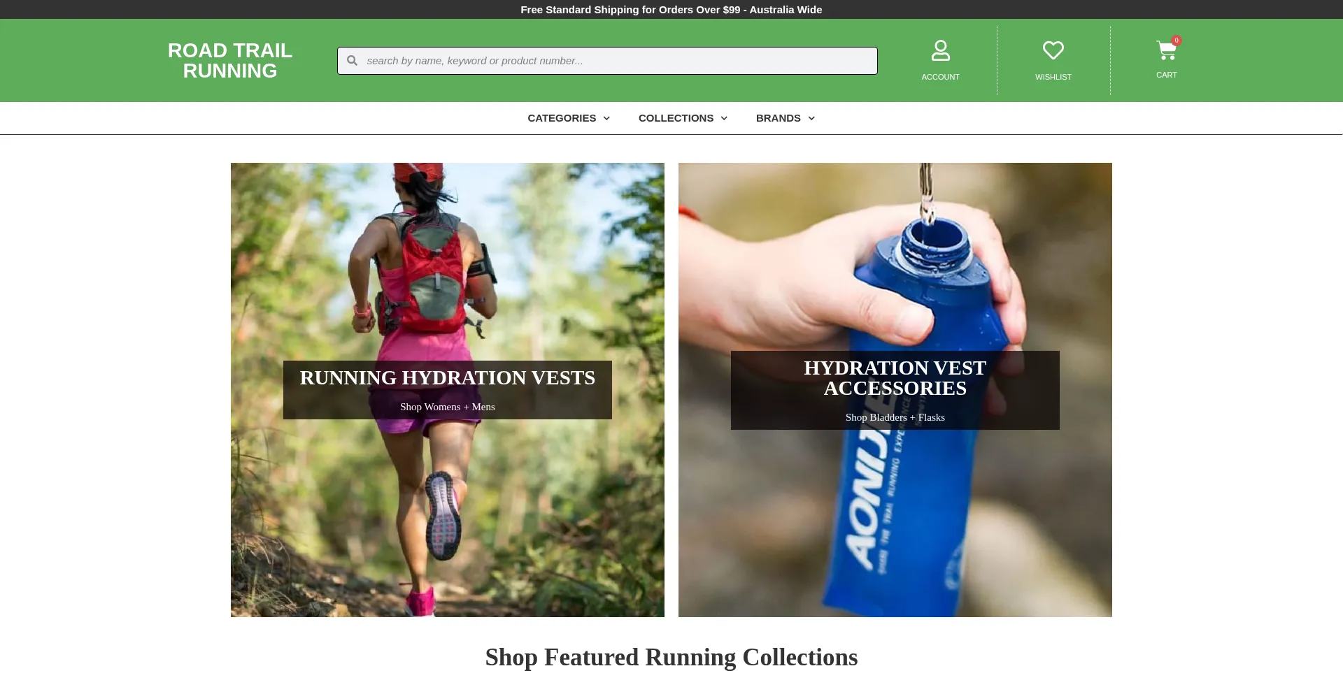 Website screenshot of Roadtrailrunning.com.au