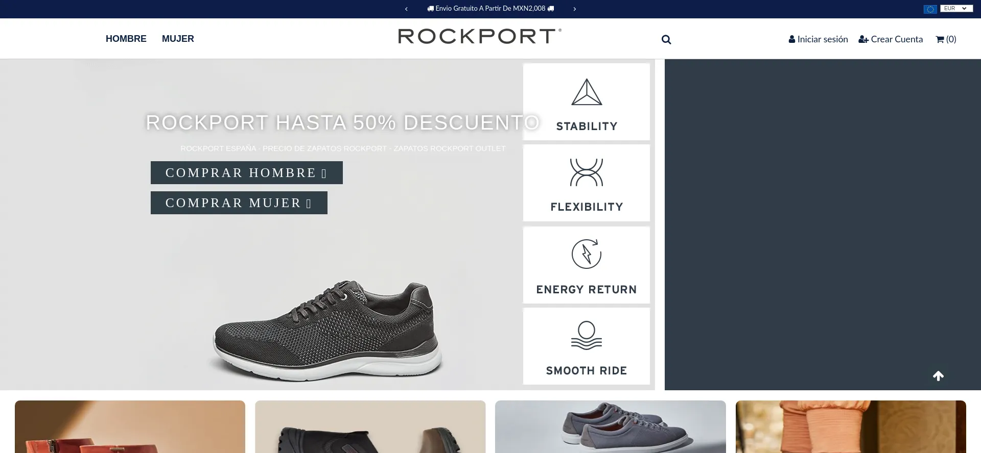 Website screenshot of Rockportzapatosespana.com