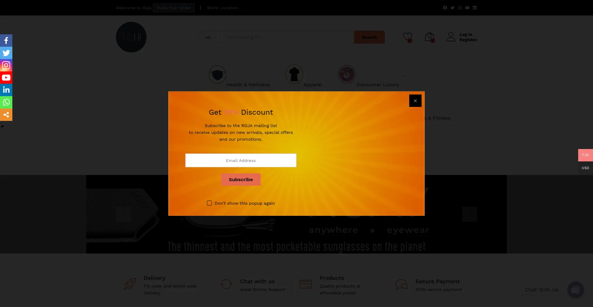 Website screenshot of Rojafiji.com