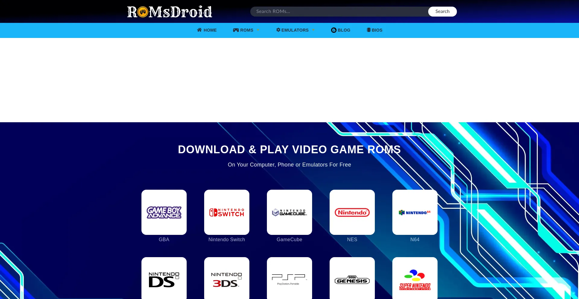 Website screenshot of Romsdroid.com