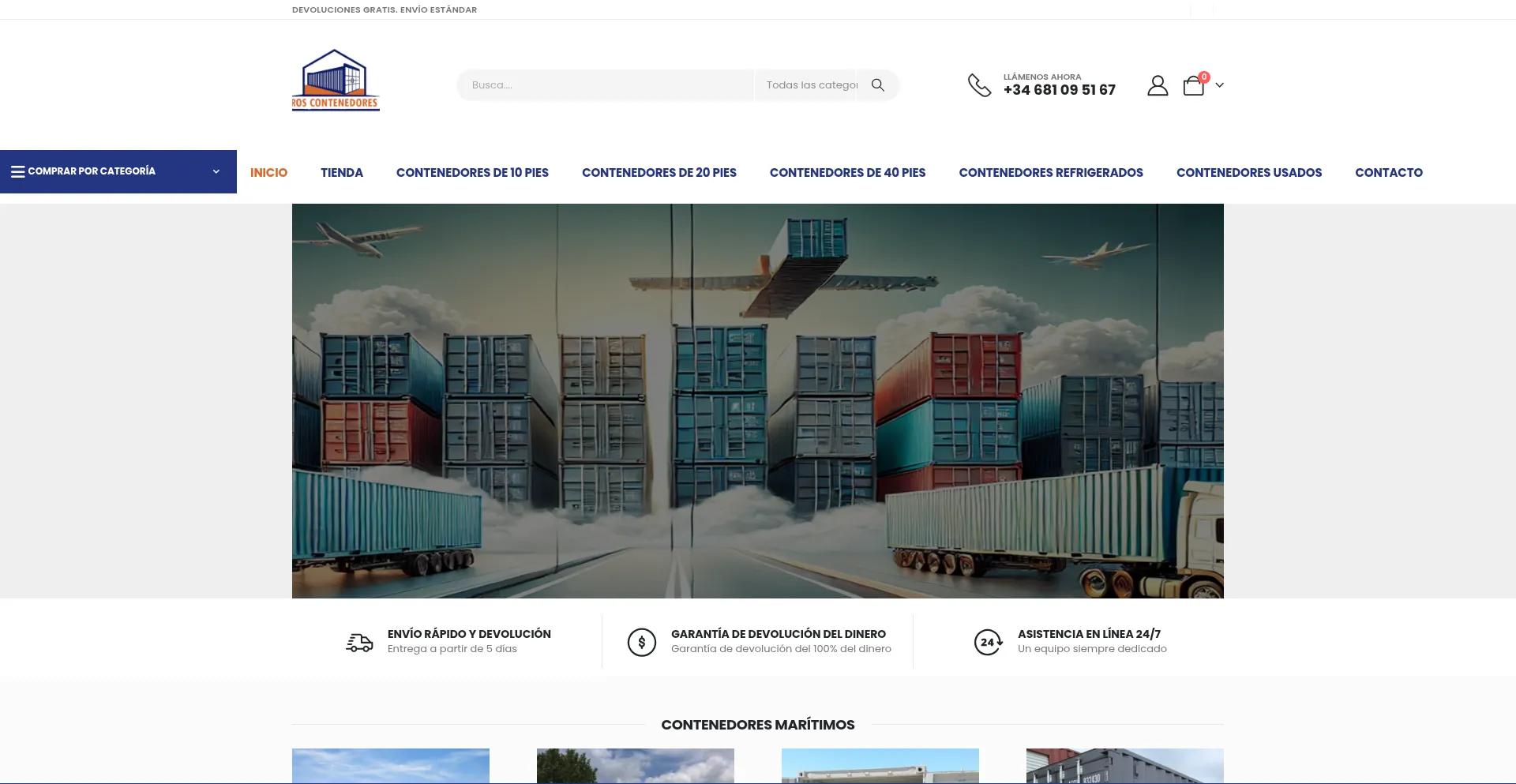 Website screenshot of Ros-contenedores.es
