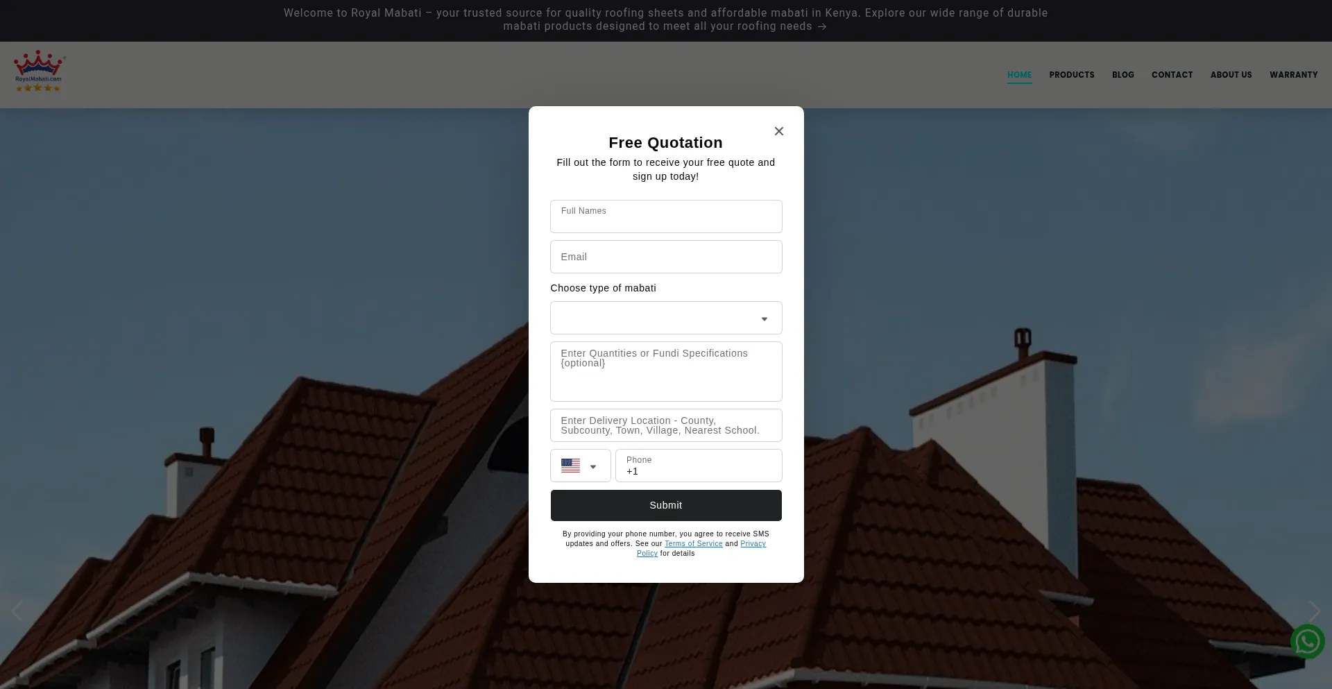 Website screenshot of Royalmabati.com