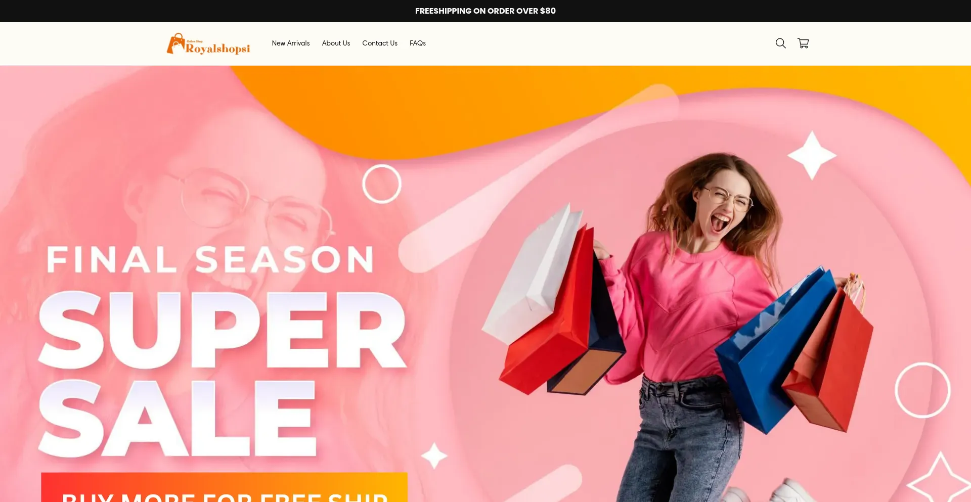 Website screenshot of Royalshopsi.com