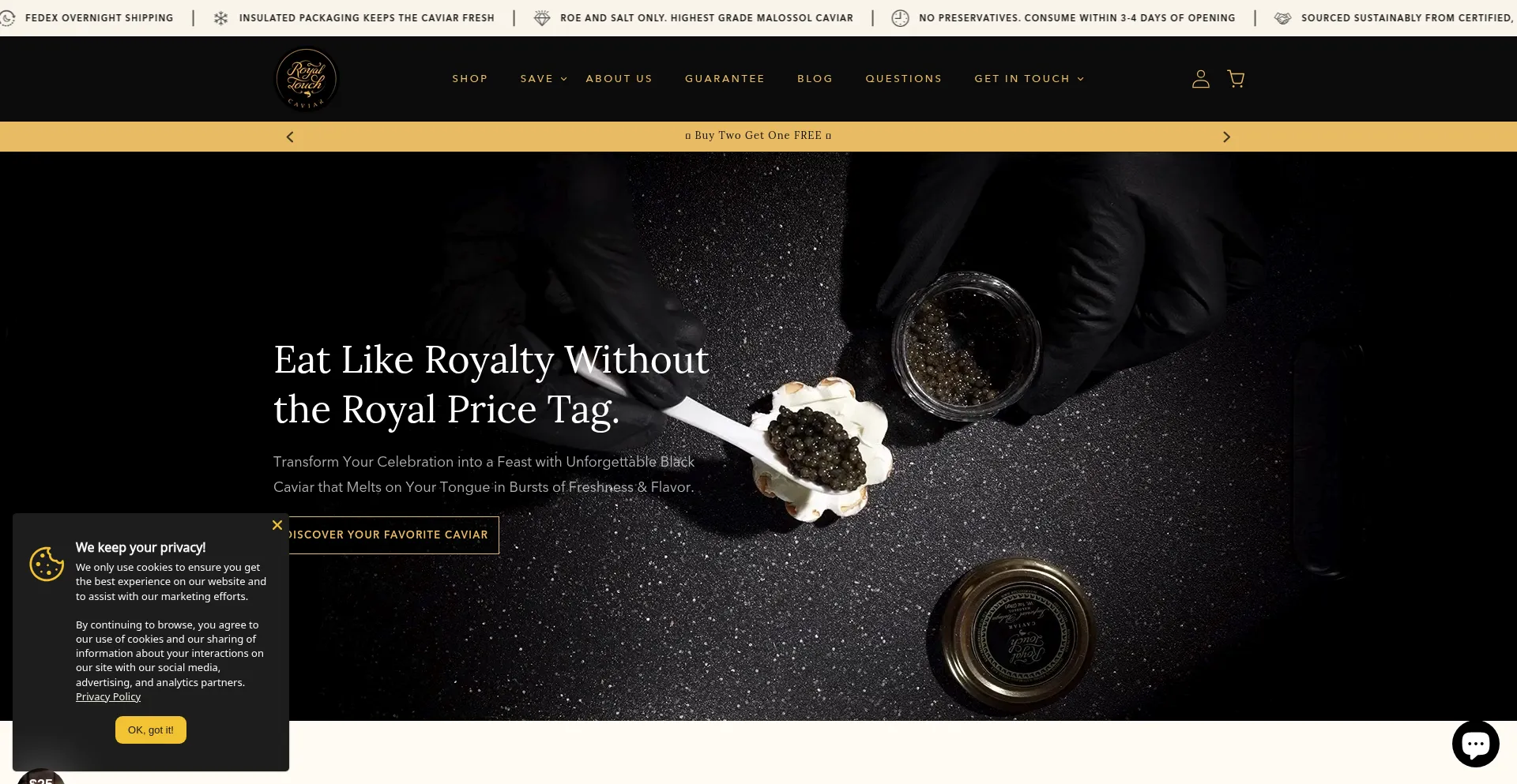 Website screenshot of Rtcaviar.com
