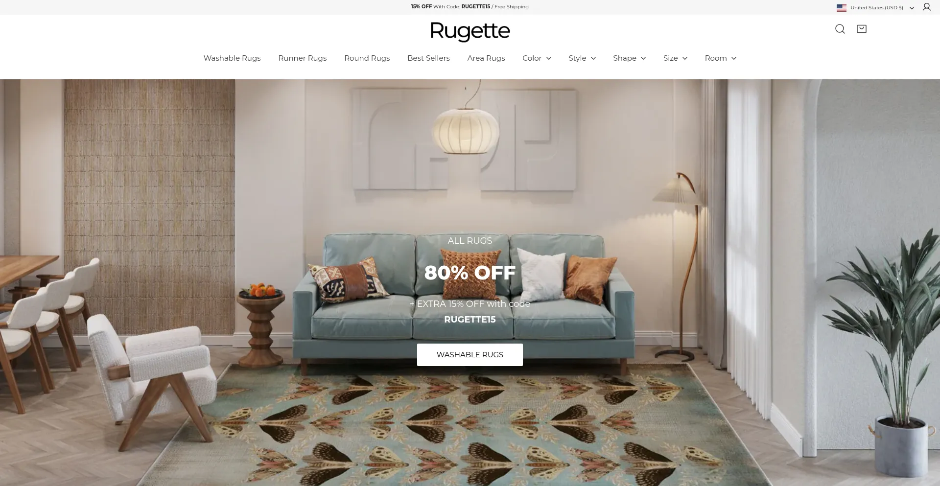 Website screenshot of Rugette.ca