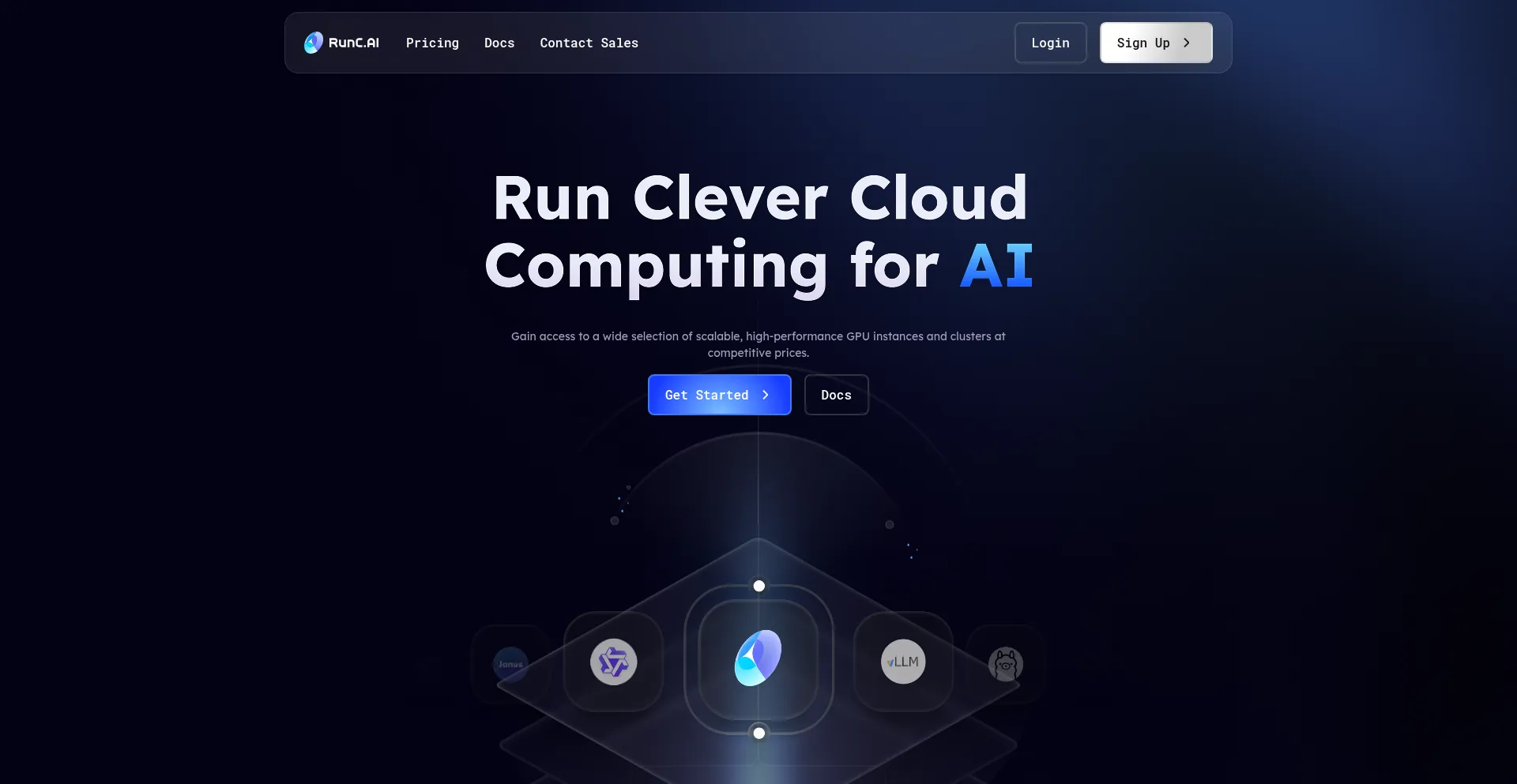 Website screenshot of Runc.ai