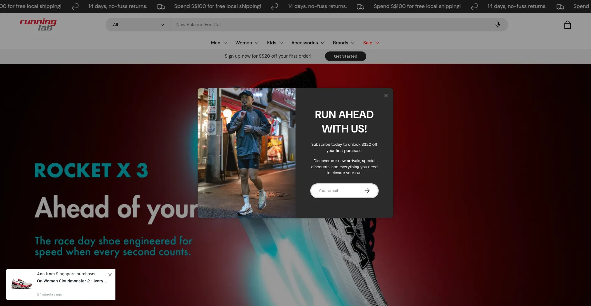 Website screenshot of Runninglab.com