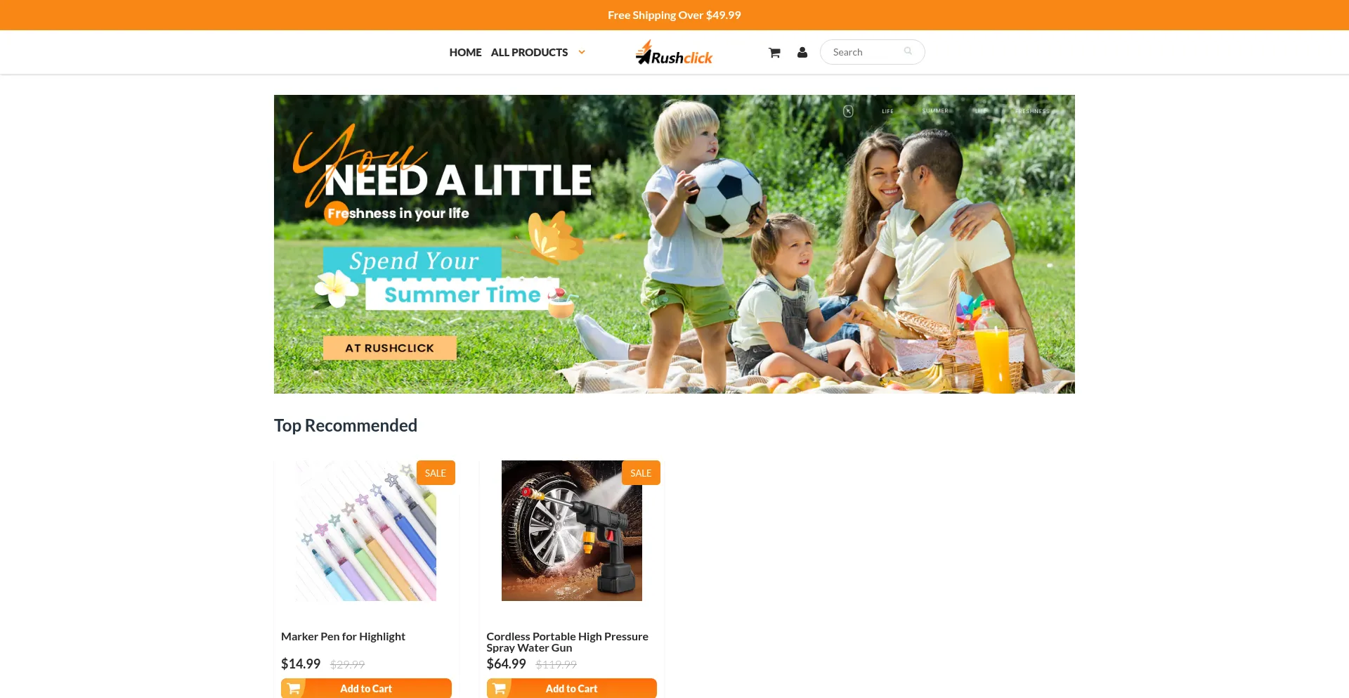 Website screenshot of Rushclick.com