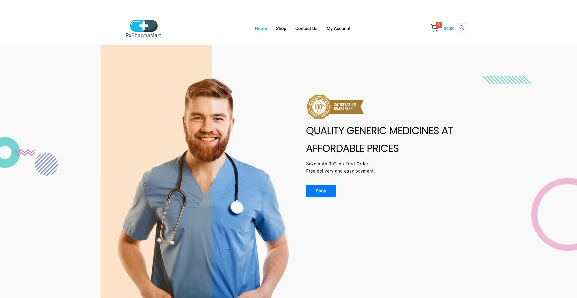 Website screenshot of Rxpharmamart.com