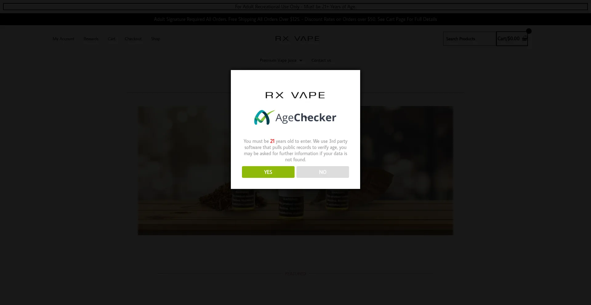 Website screenshot of Rxvape.com