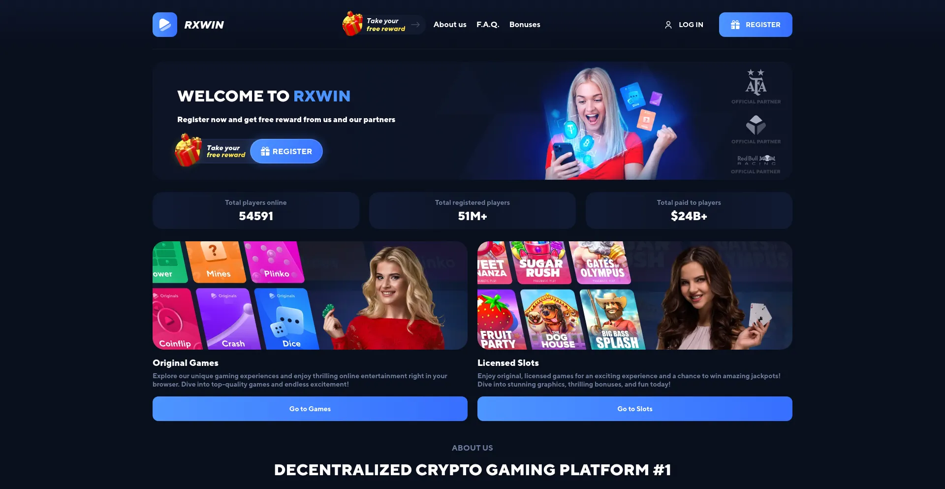 Website screenshot of Rxwin.net