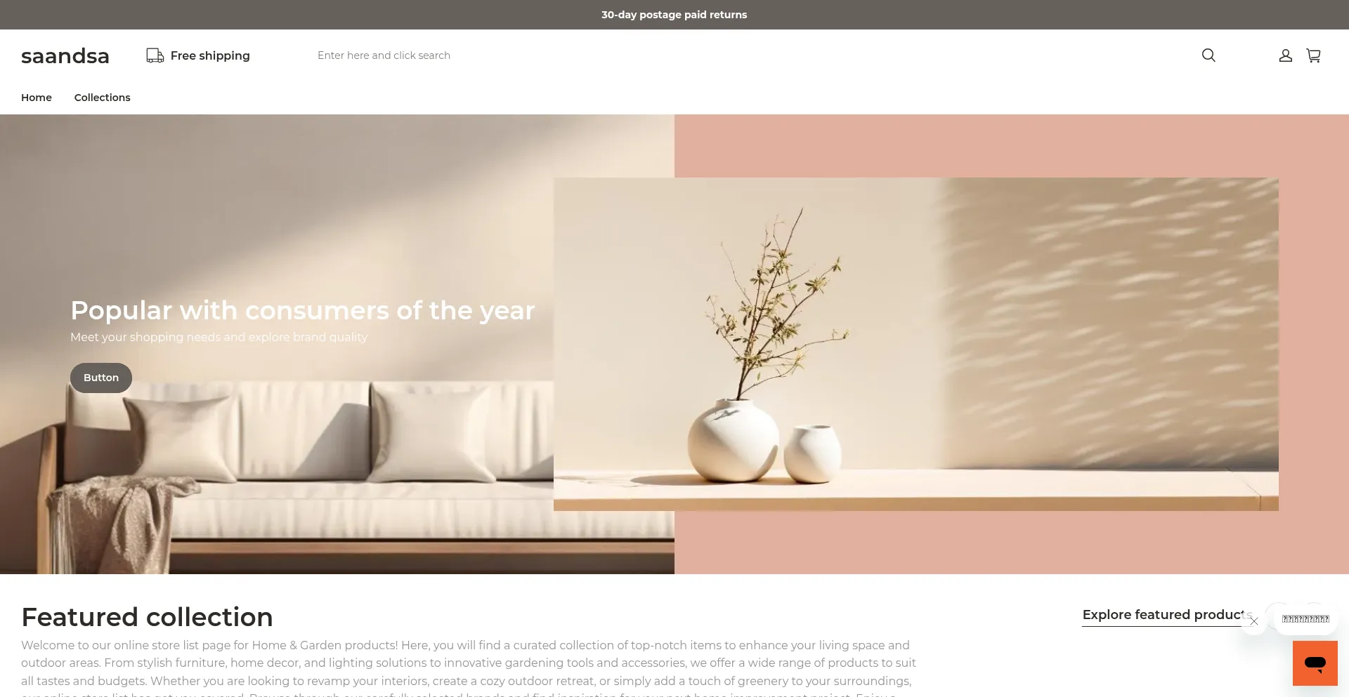 Website screenshot of Saandsa.com