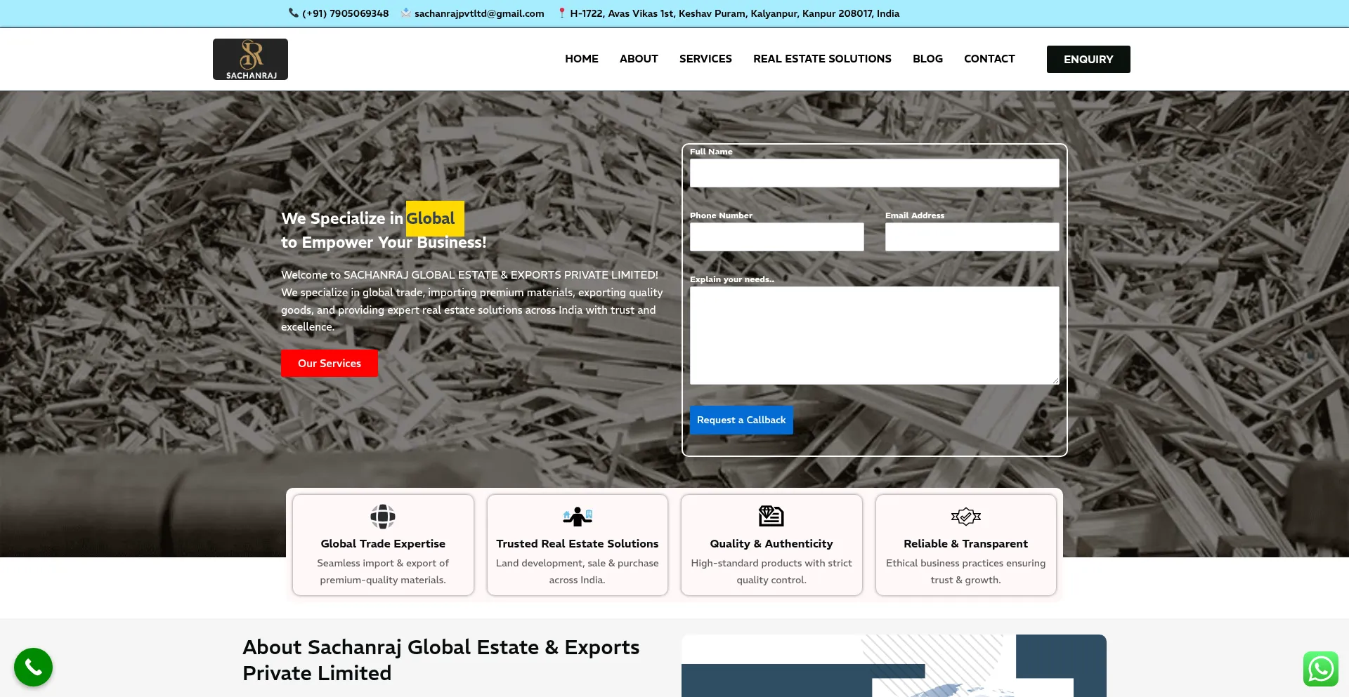 Website screenshot of Sachanraj.com