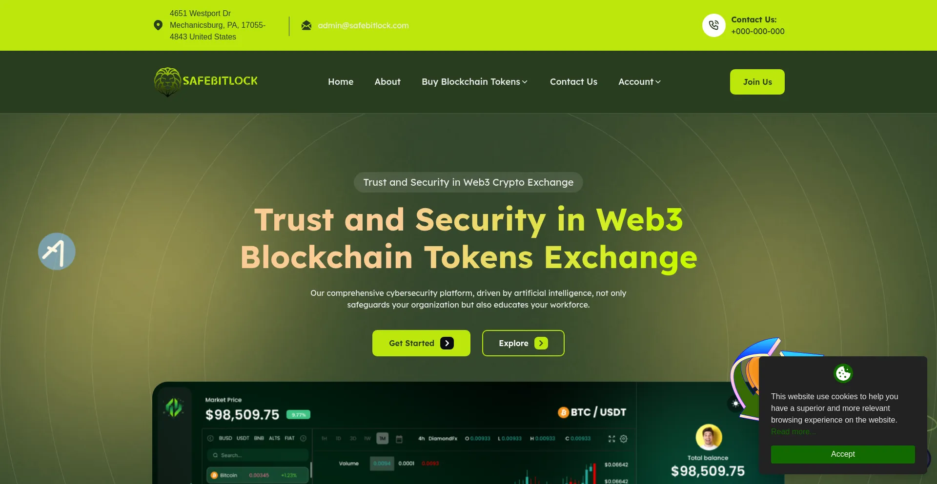 Website screenshot of Safebitlock.com
