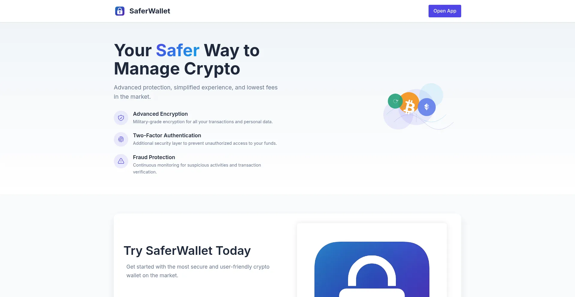 Website screenshot of Saferwallet.io