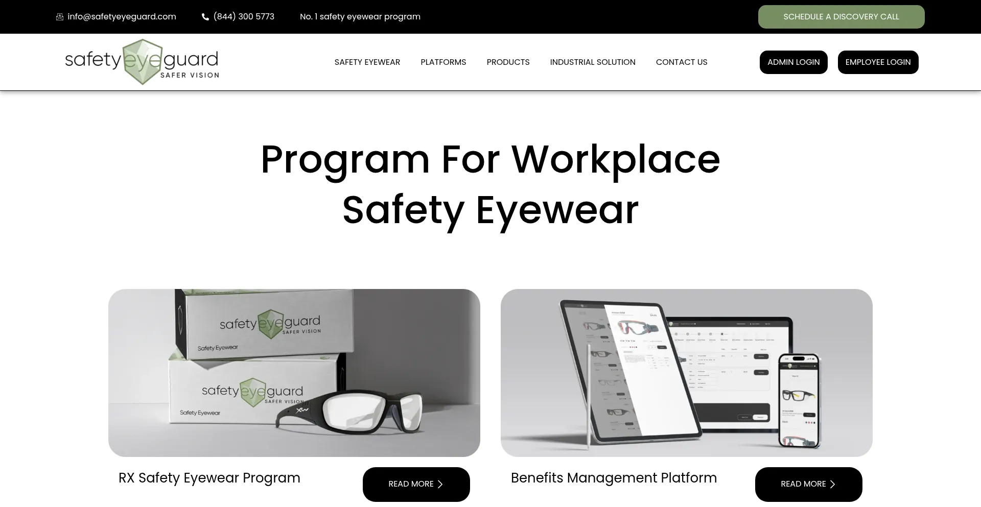 Website screenshot of Safetyeyeguard.com