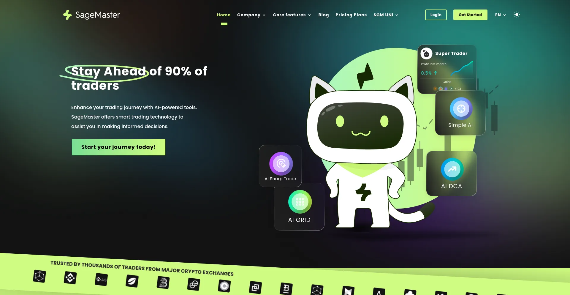 Website screenshot of Sagemaster.io
