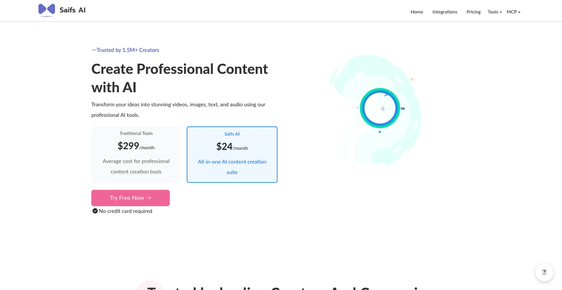 Website screenshot of Saifs.ai