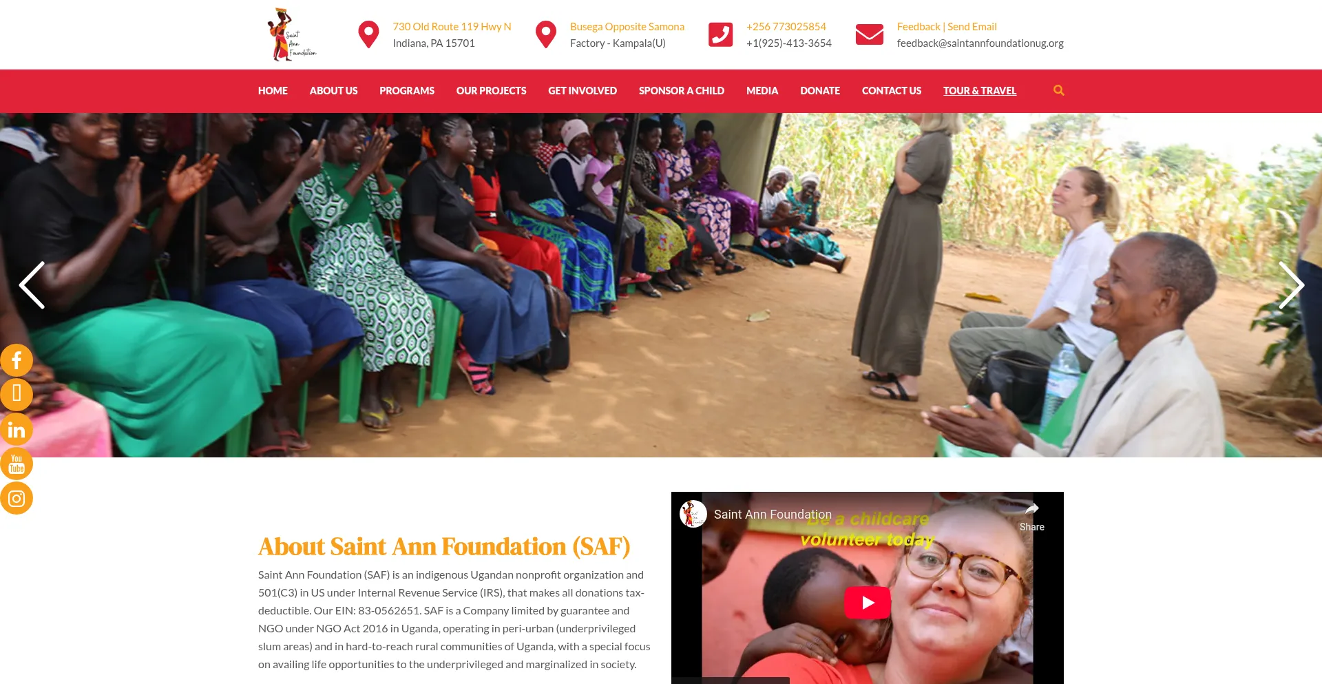 Website screenshot of Saintannfoundationug.org