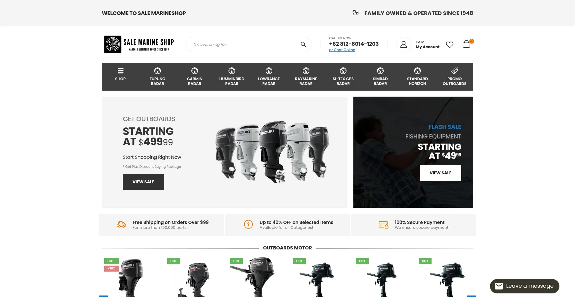 Website screenshot of Sale-marineshop.com