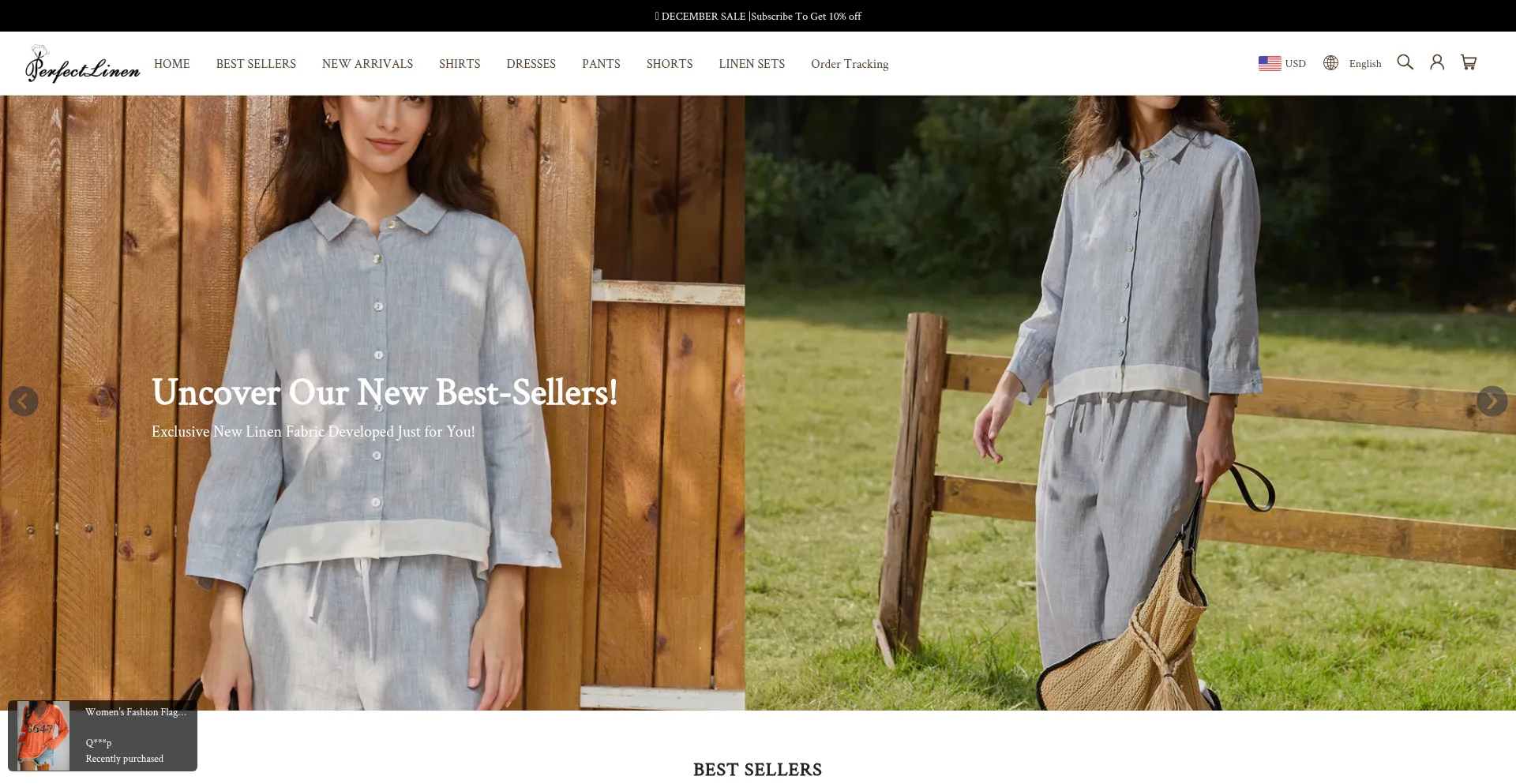 Website screenshot of Saleperfectlinen.com