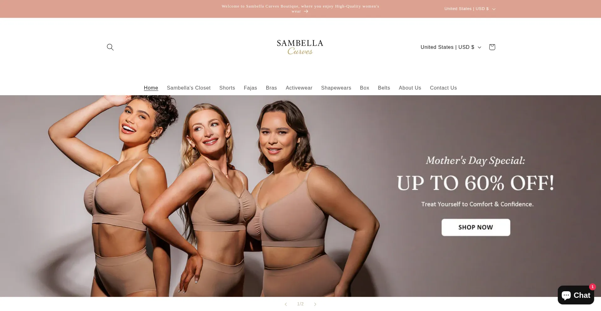 Website screenshot of Sambellaboutique.com