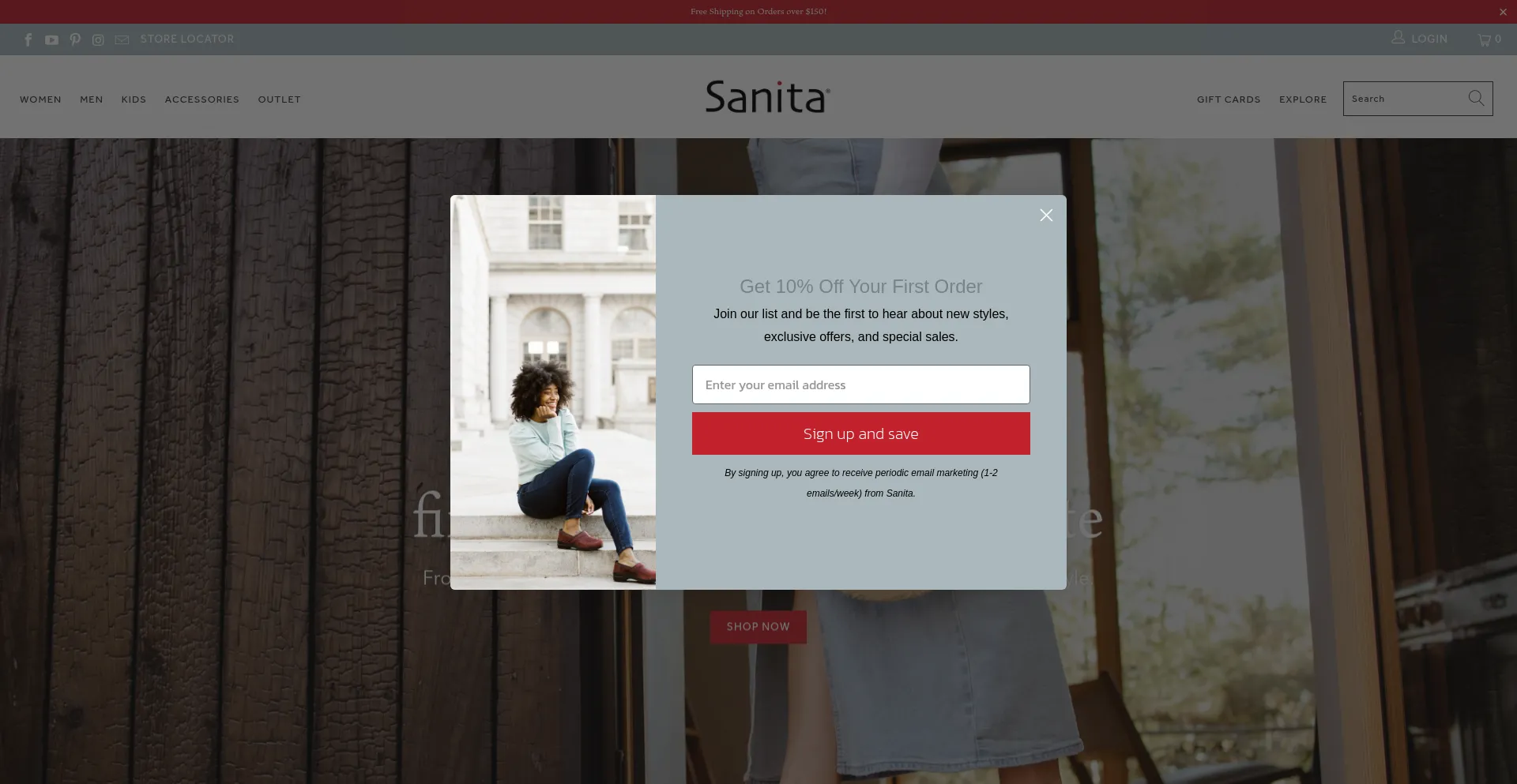 Website screenshot of Sanita.com