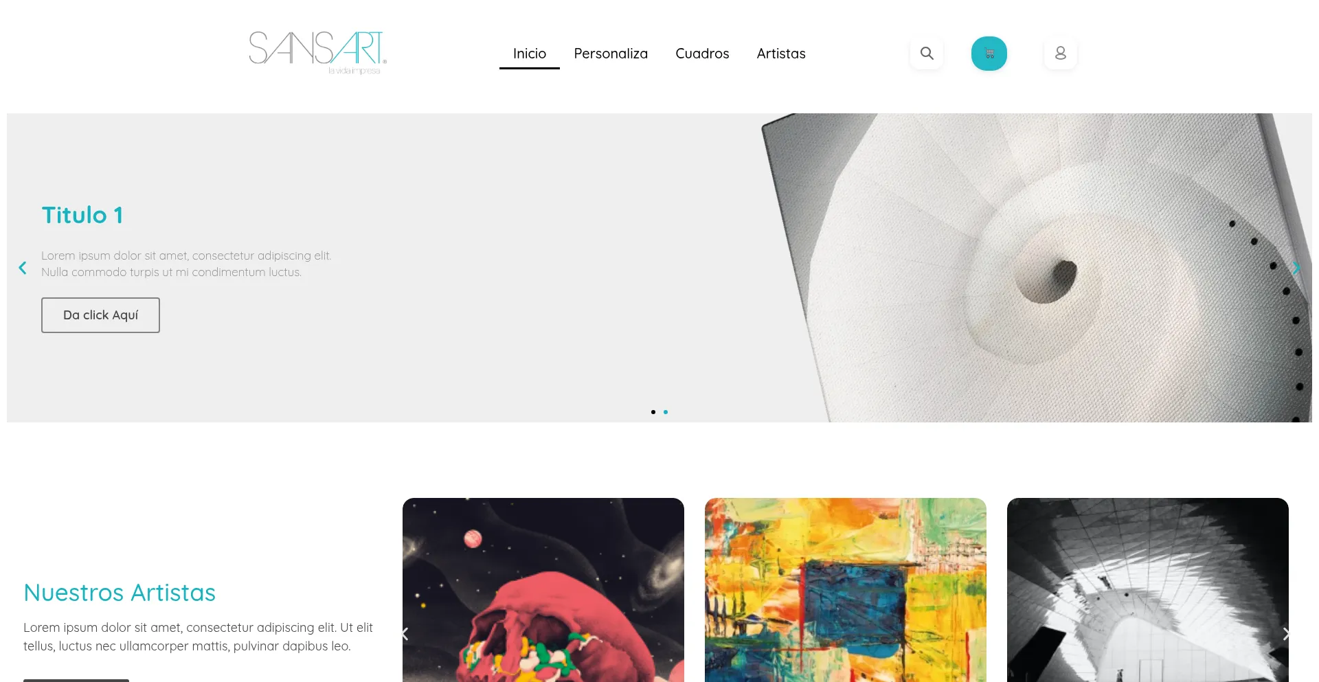 Website screenshot of Sansart.com.mx