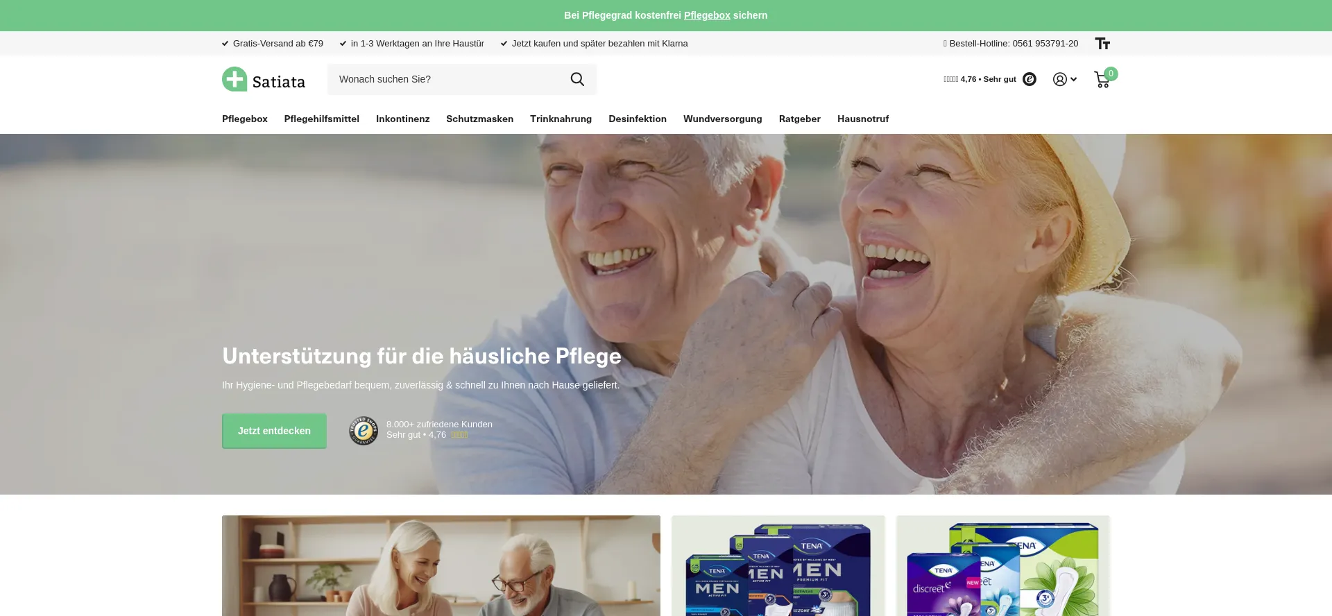 Website screenshot of Satiata-med.de
