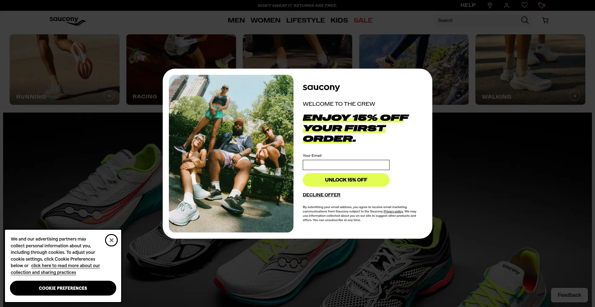 Saucony.com Screenshot