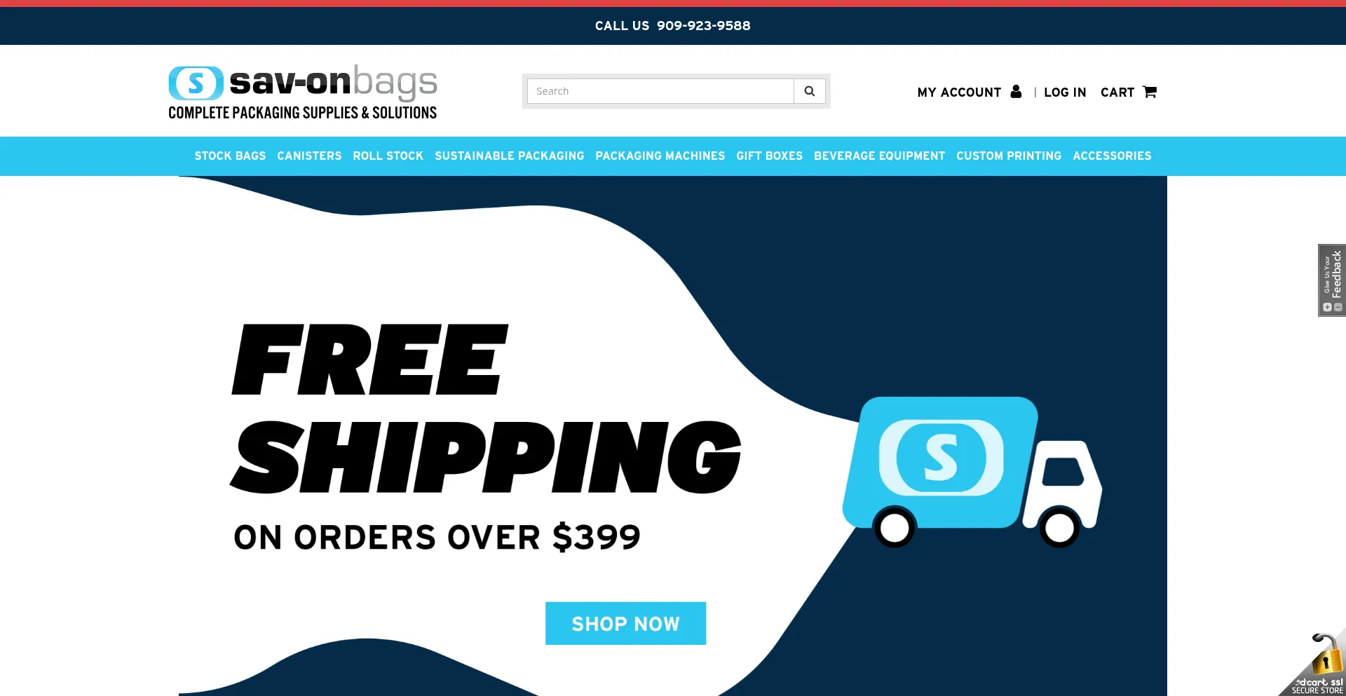 Website screenshot of Sav-onbags.com