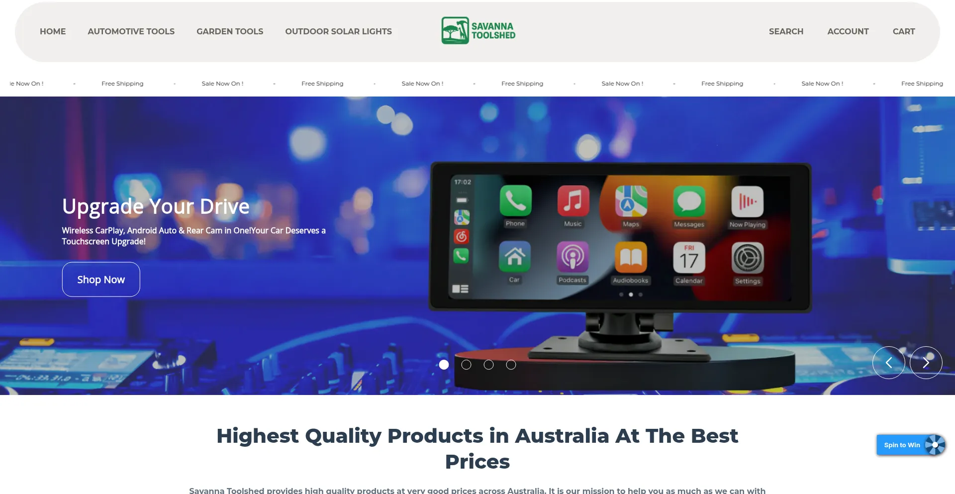 Website screenshot of Savannatoolsshed.com