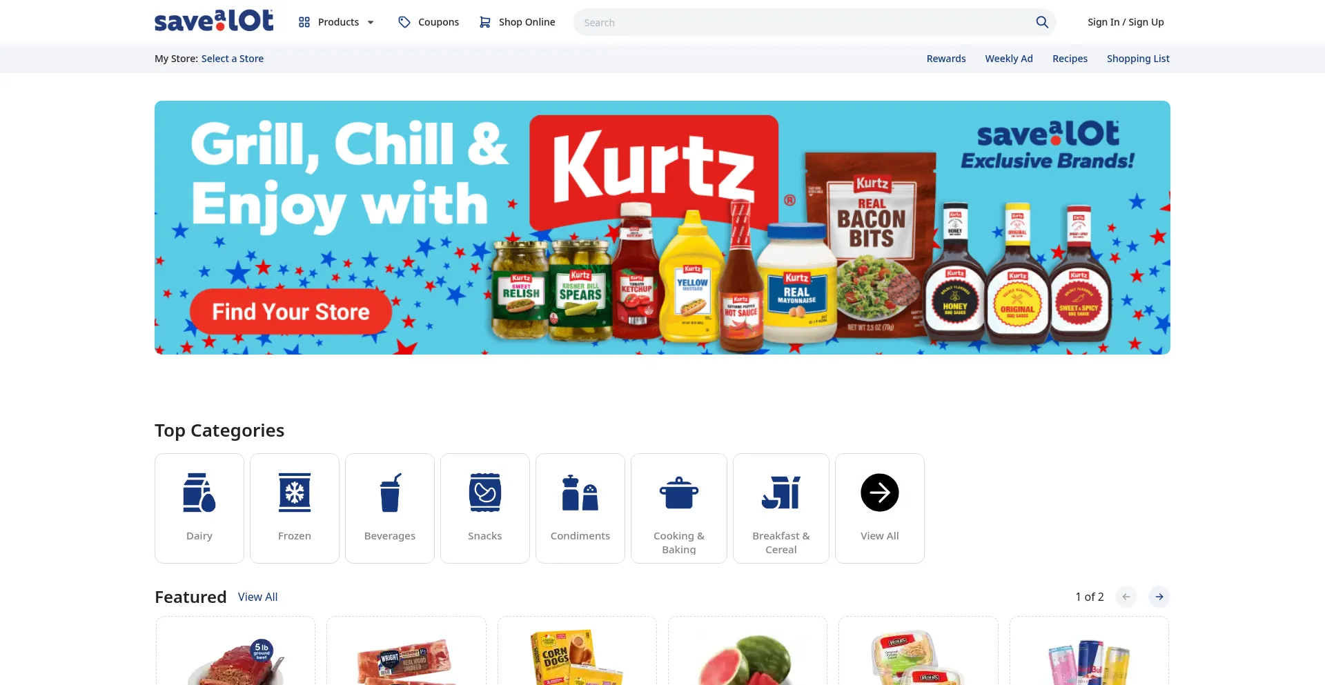 Website screenshot of Savealot.com