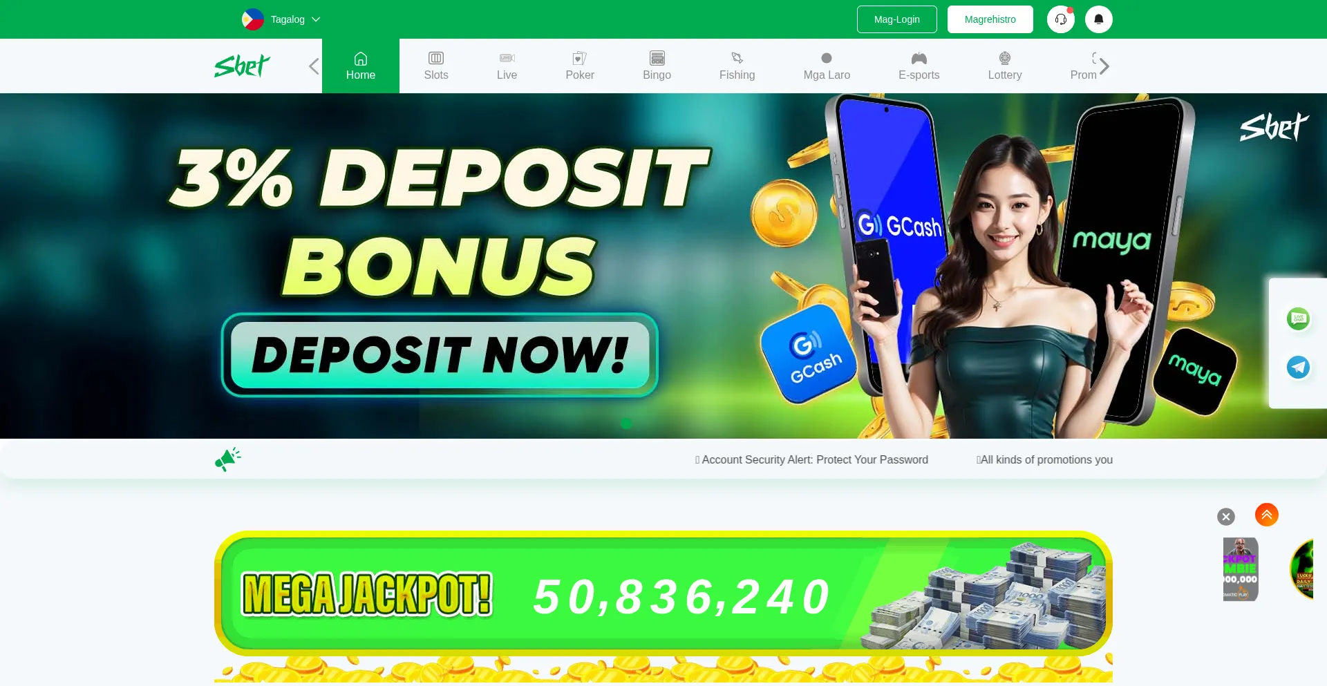 Website screenshot of Sbet77.ph