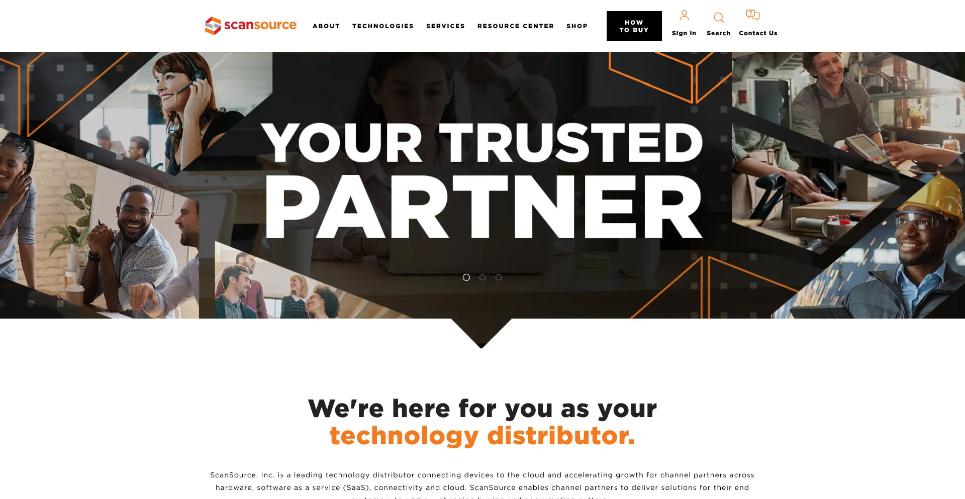 Website screenshot of Scansource.com