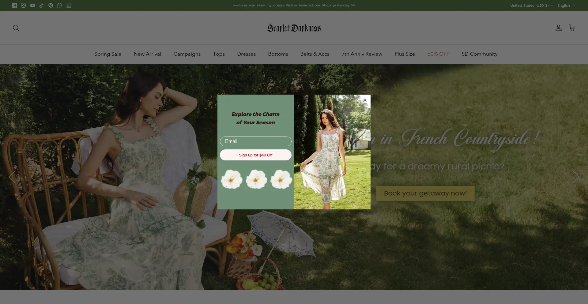Website screenshot of Scarletdarkness.com
