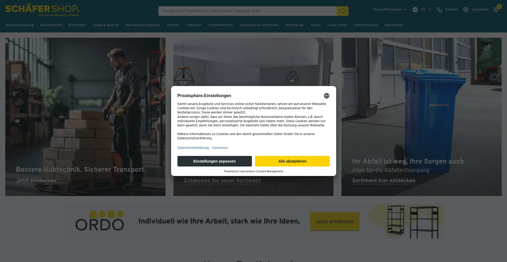 Website screenshot of Schaefer-shop.lu