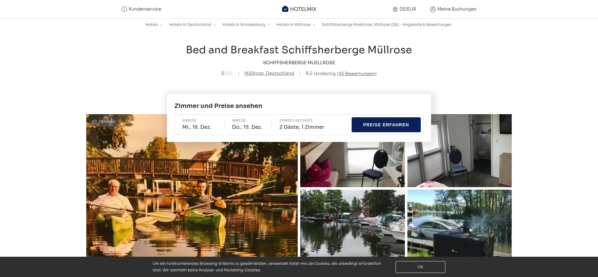 Website screenshot of Schiffsherberge-mullrose.hotel-mix.de