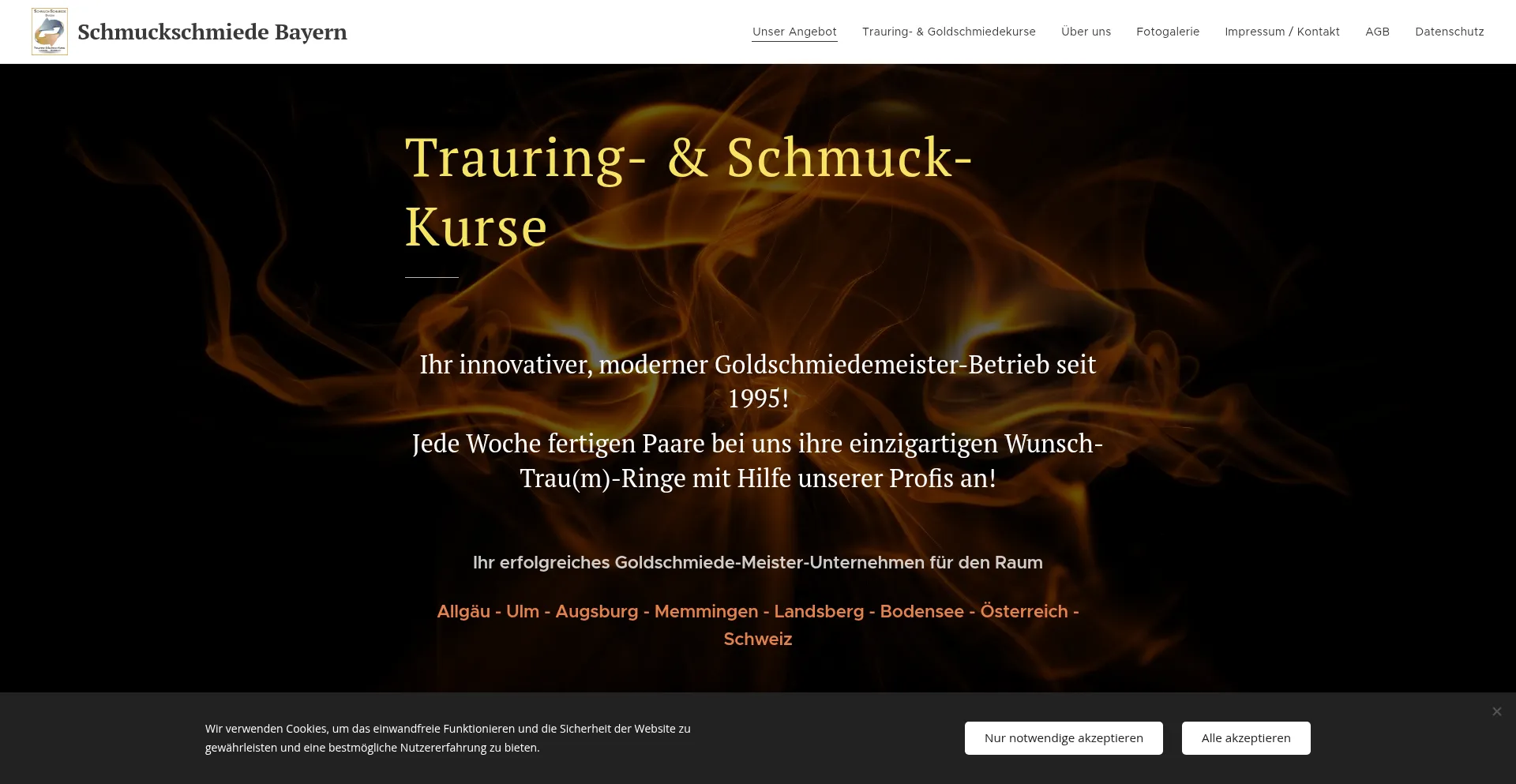Website screenshot of Schmuckschmiede.bayern
