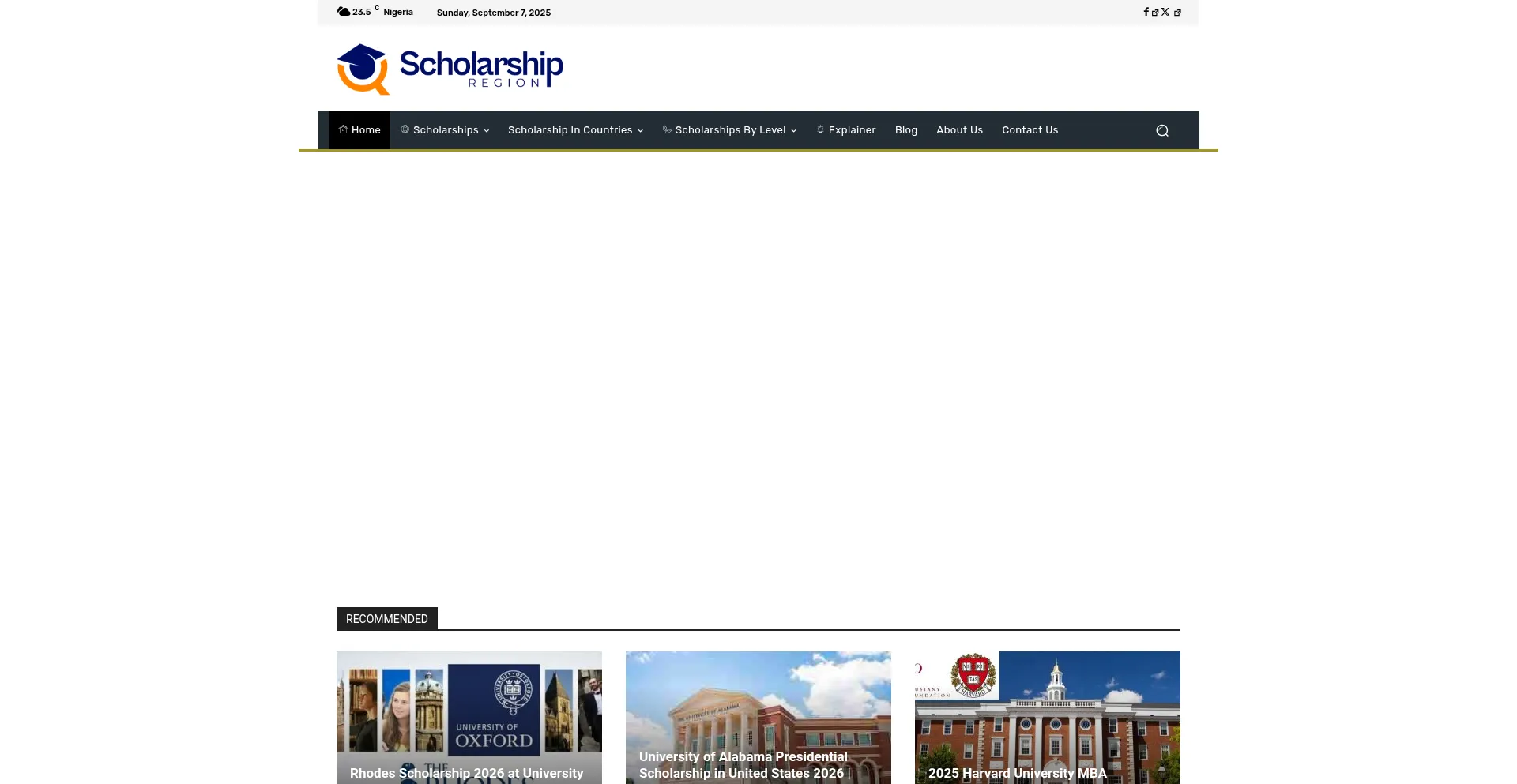 Website screenshot of Scholarshipregion.com