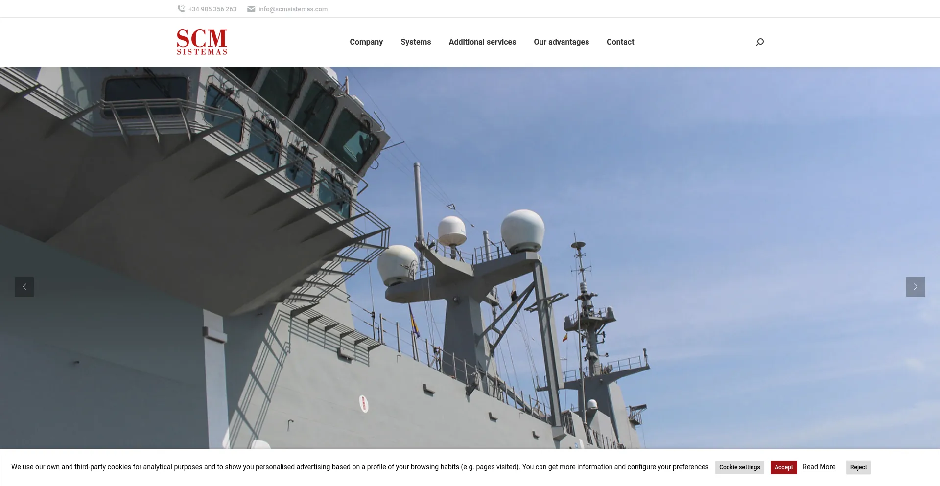 Website screenshot of Scmsistemas.com