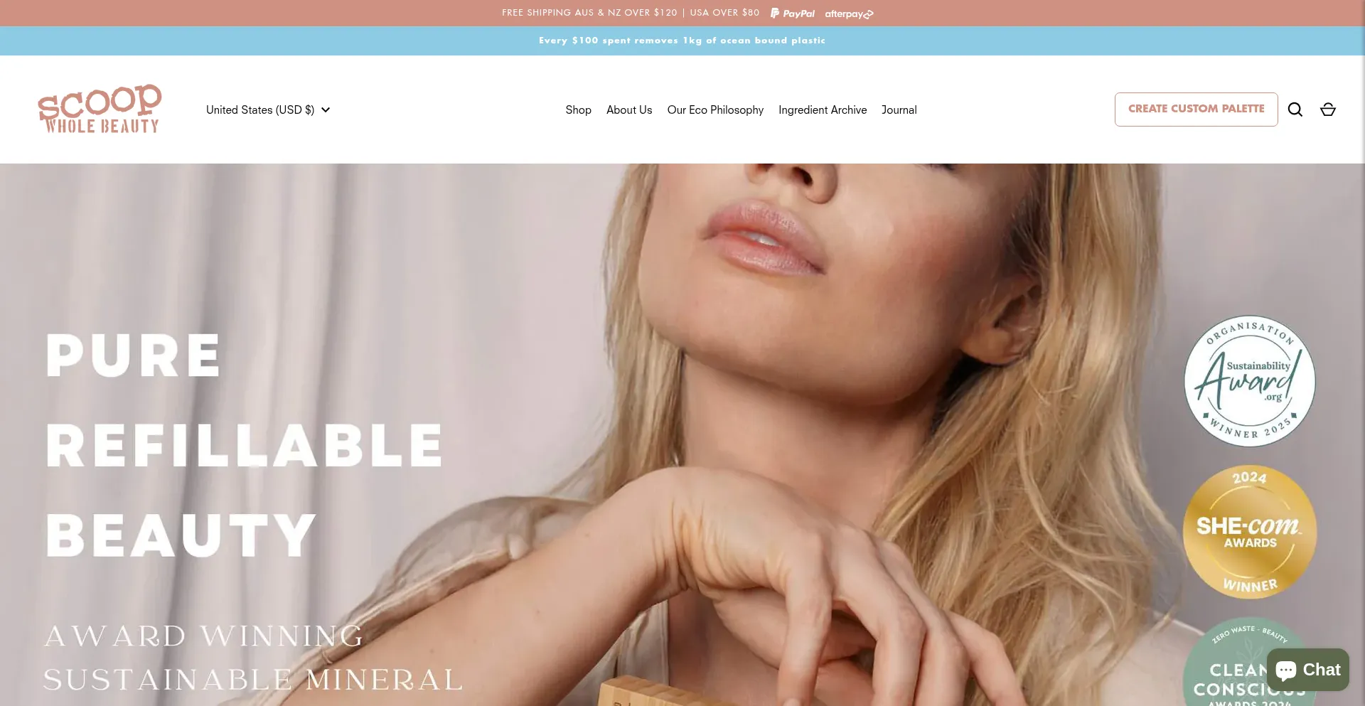 Website screenshot of Scoopwholebeauty.com