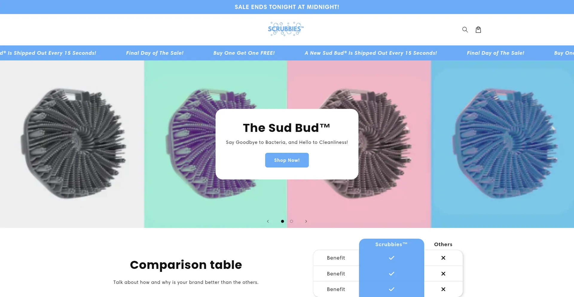 Website screenshot of Scrubbies.co