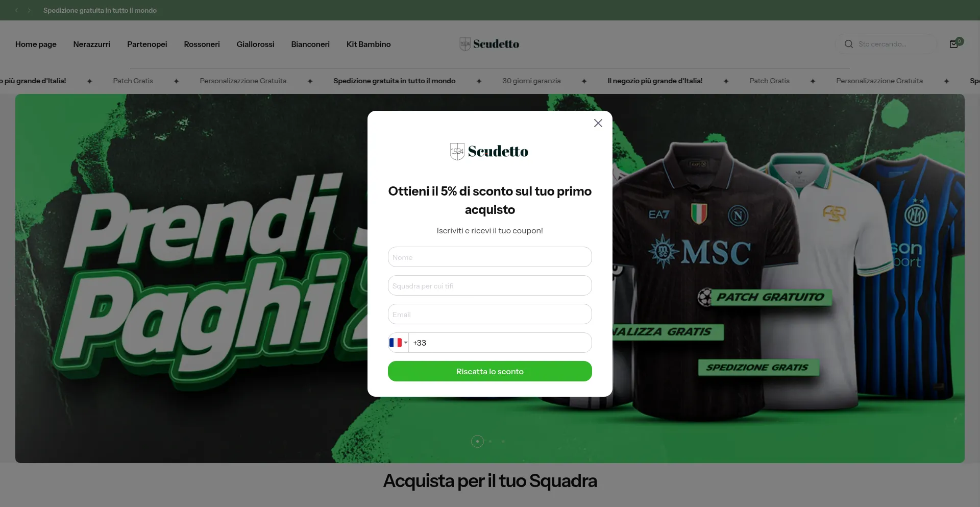 Website screenshot of Scudettoitalia.com