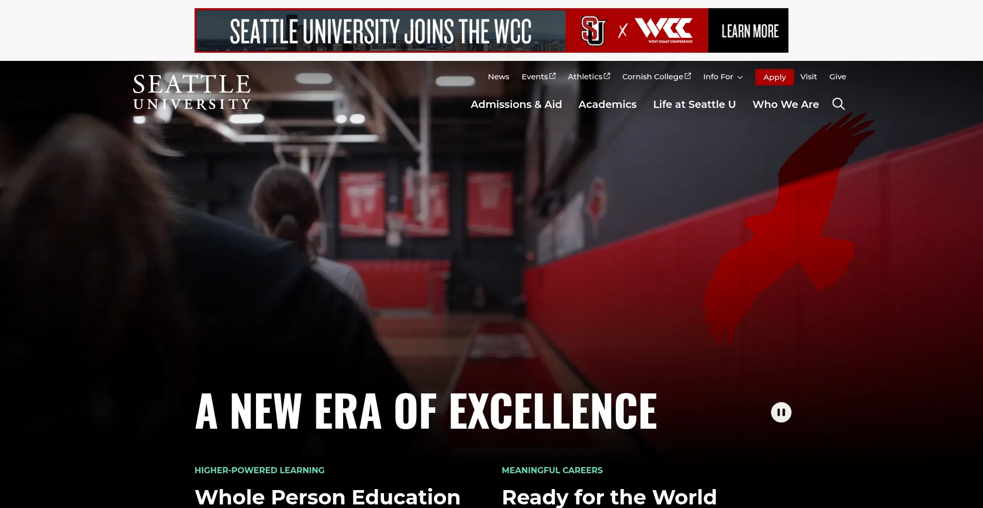Website screenshot of Seattleu.edu