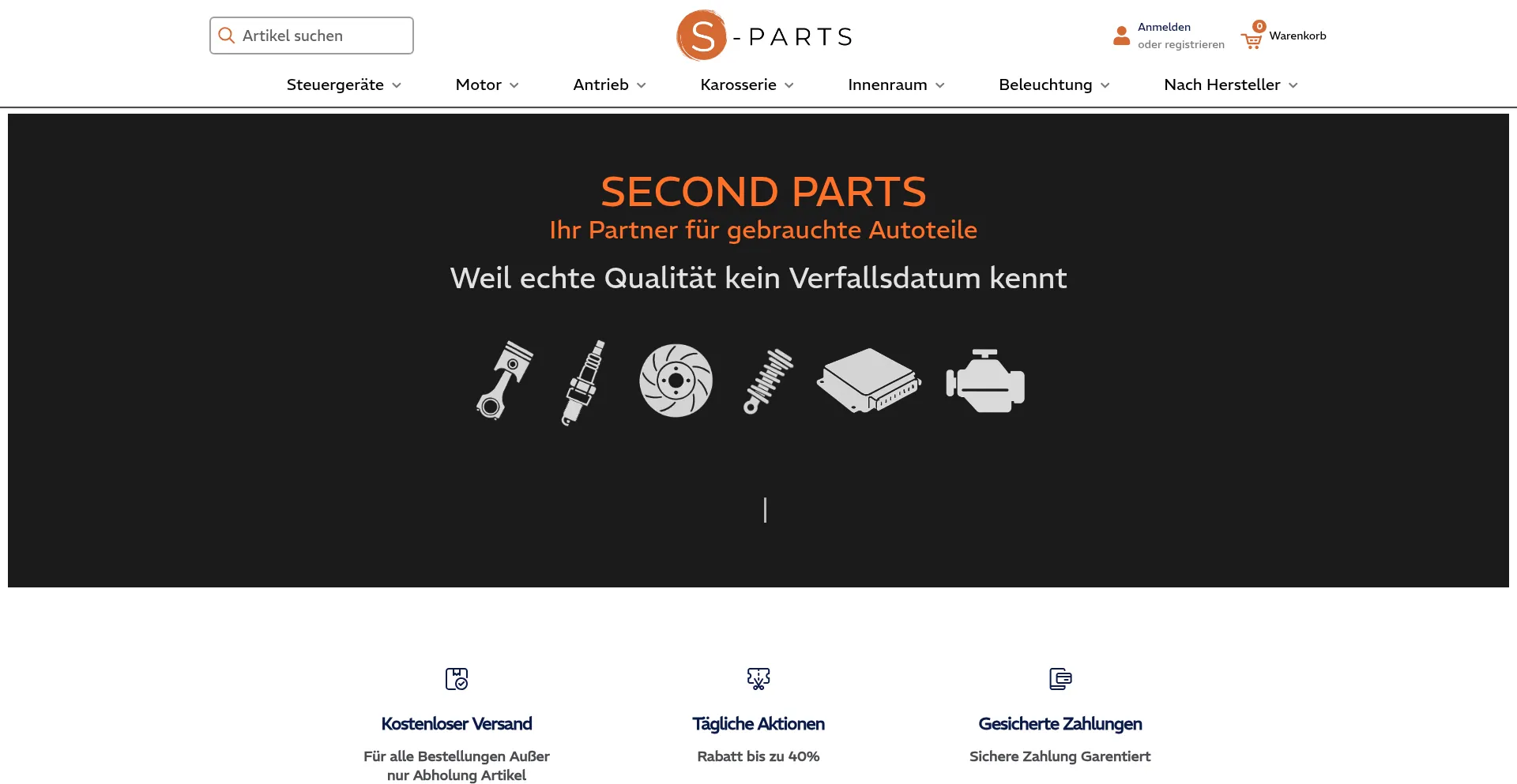 Website screenshot of Second-parts.de