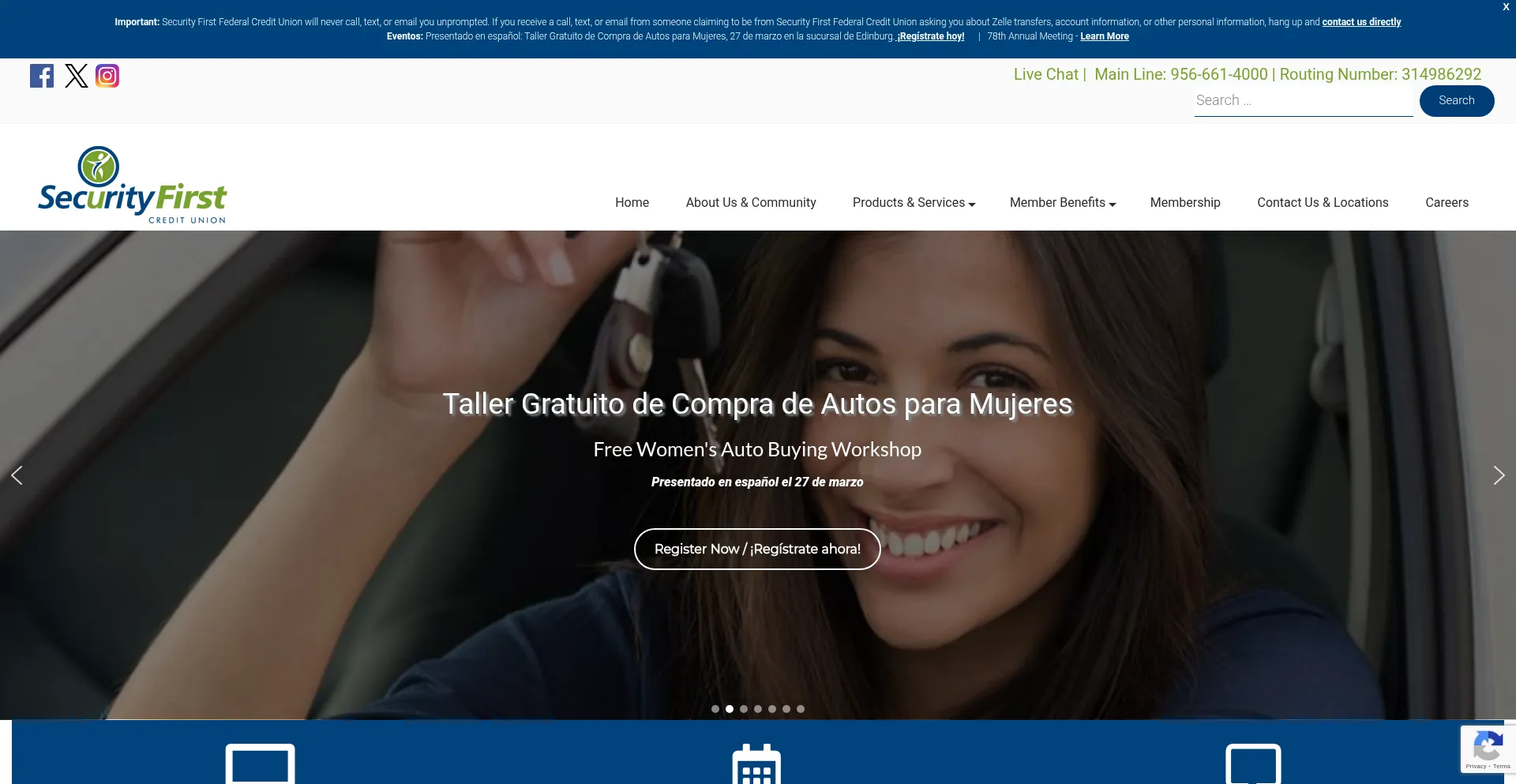 Website screenshot of Securityfirstcu.com