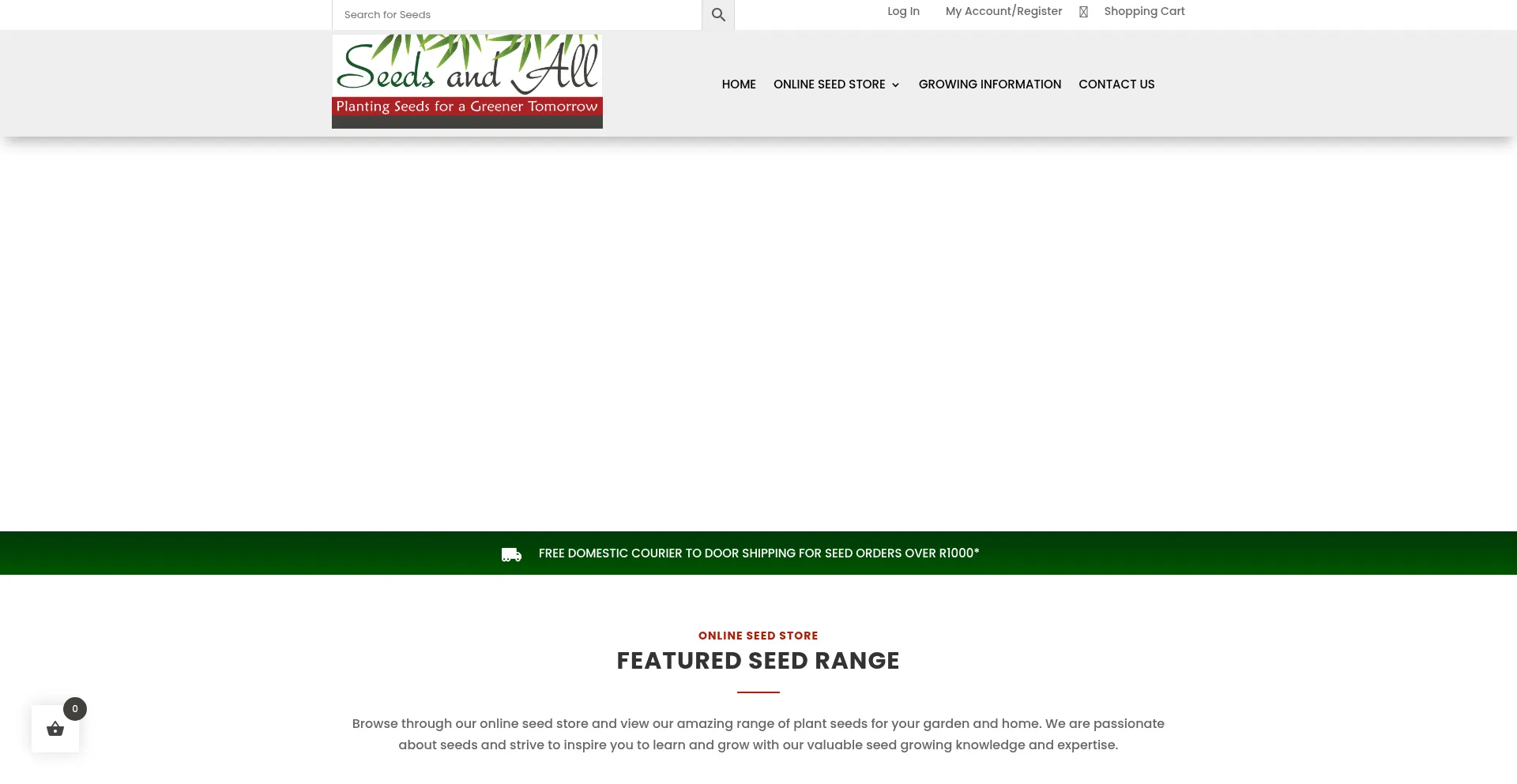 Website screenshot of Seedsandall.co.za